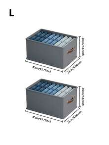 1/2个灰色布艺可折叠抽屉收纳盒，牛津布衣物整理箱，家用衣柜牛仔裤毛衣收纳盒（无隔板） - 灰色 - 查看 15