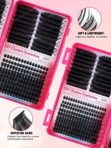 Regalo Nuevo Juego de 684/612 Pestañas Postizas de Estilo dibujos animados, Efecto de Maquillaje Natural, Pestañas Tipo Hada, Adecuado para Principiantes, Pestañas Individuales, Racimos de Pestañas Rizadas en Forma de D, Juego de Gran Capacidad, Kit de Extensión de Pestañas Postizas Amigable para Principiantes que Incluye Pegamento, Sellador y Pinzas - Rosa Roja - Ver 6