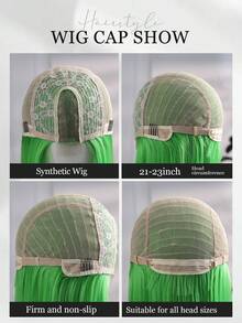 4*2 U-Part Lace Wig No Bang Wigs 30Inches Green Color Extra Long Straight Synthetic Party Wig For Women Middle Part Hairline Natural Looking Daily Party Wear Full Wig - Green - View 7
