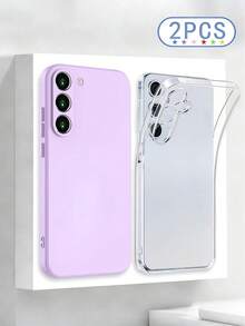 Bộ 2 ốp lưng điện thoại màu tím trong suốt, thiết kế tối giản, chống rơi vỡ, tương thích với Samsung Galaxy S25/S25PLUS/S25 Ultra/A16/A36/A26/A56/A50/A12/A32/A52/A72/A51/A21S/A13/A14/S24/S24PLUS/S24Ultra/S20/S23/S22/A53/S20FE/S21, tương thích với 11/12Pro/12/12X/13Pro/14Pro/15Pro/X3pro, tương thích với 10/9/Note9/12c/Note11pro/Note8Pro/9C/9a/ - Nhiều màu - Xem 34