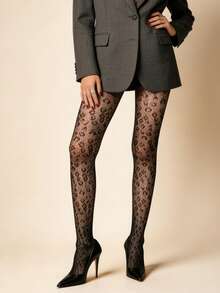 1 chiếc quần tất lưới họa tiết da báo đen, độ co giãn cao, thoáng khí, ôm sát, phong cách cá tính, hoang dã thời thượng Y2K, dễ phối đồ cho các buổi tiệc tùng, đi club, hẹn hò, trang phục thường ngày và phong cách đường phố. - Nhiều màu - Xem 5