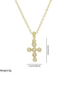 Mặt dây chuyền hình thánh giá mạ đồng 18k kiểu cổ điển, thời trang và đa năng dành cho nữ. - Nhiều màu - Xem 9