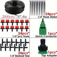 Hệ thống tưới nhỏ giọt với ống phân phối 1/4", bộ dụng cụ tưới nhỏ giọt tự động tiết kiệm nước cho vườn, nhà kính, bãi cỏ, sân hiên. - Nhiều màu - Xem 17