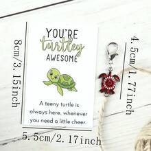 10pcs Colorful Turtle Keychain Set, Includes Turtle Travel Greeting Card For Writing Blessings, Suitable As Gifts For Traveling Friends, Keychain, Bag Charm, Party Favors - Multicolor - View 6