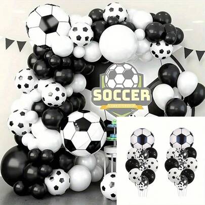 20pcs 18-Inch Soccer Ball Foil Balloons Set, Suitable For Party Decoration, Football Party Decor