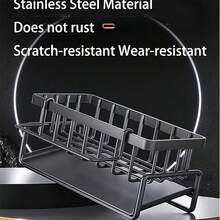 [Kitchen Sink Organizer] Heavy-Duty Metal Kitchen Sink Organizer Tray - Sink Drainage Rack With Built-In Sponge Holder, Dish Brush Slot - Space-Saving Countertop Organizer, Compatible With Standard Sinks - Easy To Clean Kitchen Christmas Ready Home Cleaning Kitchen Cleaning Party Cleaning - Multicolor - View 8