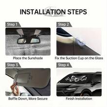 1pc Butterfly On Black Backgroung Print Car Sunshade, High-Definition Printed Sunshade, Foldable Car Windshield Sun Shade, Foldable Reflective Sunshade, UV Protection, Keeps Car Cool In Summer - 30x55吋/76x140厘米 - 查看 9