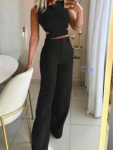Women Casual Slim Fit Button-Up Suit Set, Modest Black Summer - Green - View 10