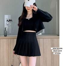 New Pleated Skirt  Womens Skirts Japanese School High Waist Kawaii Cute Plaid Skirt Uniform Harajuku Jupe - màu đen - Xem 7