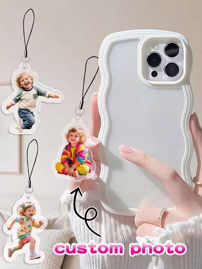 1 pieza Accesorio personalizado para teléfono con foto, accesorio de teléfono con retrato personalizado, regalo del Día de la Madre para mamá/abuela, regalo del Día de San Valentín para ella/él, colgante de foto DIY para decoración de bolsa de cámara, regalo personalizado cálido para amigos y familiares, decoración de teléfono de moda