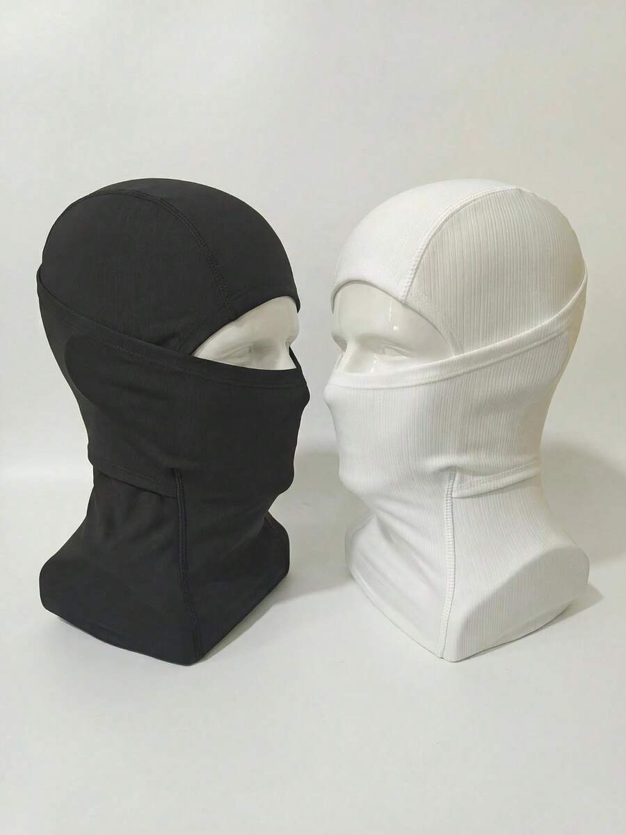 Balaclava Hat High Elastic Breathable Fabric Windproof Warm For Outdoor Workers Riders Skiers Black White Cool And Breathable Cycling Cap
