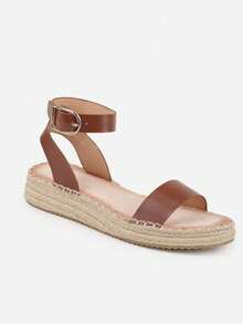 Sandalias VICES con suela trenzada gruesa y correa para el tobillo - Marrón - Ver 5
