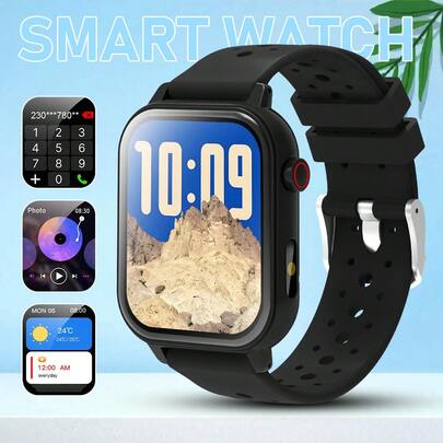 升级版，配备LED侧灯，时尚中性智能手表，马卡龙配色，支持无线通话和信息提醒、计步器、卡路里消耗、距离追踪、多种运动模式、音乐控制、遥控拍照、闹钟、USB充电，多功能智能手表，节日礼物