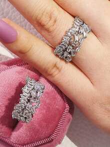 1 PC Luxury Cubic Zirconia Ring For Women For Wedding Engagement Anniversary Party Jewelry Valentine's Day Gift - 1# - View 4