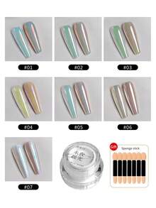 1/7pcs Nail Air Cushion Powder Series - Fine Texture, Easy To Apply, Ultra-Thin Transparent Finish, 7 Color Tones, High Gloss Mirror Effect, Suitable For Nail Art - Multicolor - View 19