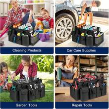 Cleaning Caddy Bag,Extra Large Cleaning Supplies Organizer With Handle For Housekeepers - Black - View 7