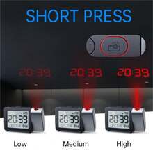 Digital Projection Alarm Clock | 3.9" LCD Screen, Temperature Display, 2-Level Volume, Snooze, USB/Battery Powered | 12/24H Format For Bedroom Office - Black - View 7