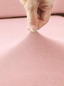 1pc Solid Color Milk Silk Elastic Sofa Seat Cushion Cover, High Elasticity Dust-Proof All Season Suitable For Garden Rattan Sofa Seat Cushion Protector - Baby Pink - View 8