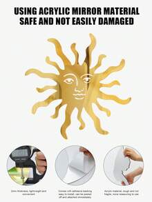 1 miếng dán tường hình mặt trời tự làm bằng acrylic, gương, dán tường 3D, trang trí tường hình mặt trời cỡ lớn, decal dán tường hình mặt trời có thể tháo rời, miếng dán tường hình mặt trời chấm bi vàng cho phòng trẻ sơ sinh, phòng ngủ trẻ em. - Nhiều màu - Xem 6