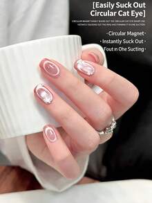 3D Round Magnetic Nail Stickers And Cat-Eye Magnetic Rings, Designed Specifically For Round Nails. Perfect For Nail Salons, DIY Enthusiasts, And Brides, As Well As For Valentine's Day And Christmas Gifts-An Easy-To-Use Magnetic Nail Design Kit. - Silver - View 6