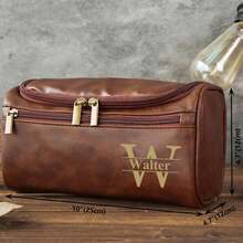 Personalized Men's Leather Toiletry Bag, Groomsmen Gifts, Engraved Dopp Kit, Gift For Him, Travel Toiletry Bag, Men's Leather Accessory Men's Toiletry Bag, Leather Toiletry Bag, Groomsmen Dopp Kit, Dopp Kit, Anniversary Gift, Wash Bag, Personalized Gift, Leather Accessory, Gift For Men, Multifunction, Versatile, Large Capacity, Lightweight, Functional - Multicolor - View 6