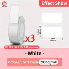 Giấy in nhãn nhiệt Marklife, 3 tờ màu trắng 12*40mm, tương thích với máy in nhiệt mini P12 P15 M1 P50, chống thấm nước, chống rách, chống dầu, dùng thay thế cho văn phòng, nhà bếp, trường học, nhà cửa để làm quà tặng/tự làm sáng tạo/đánh dấu. - Xem 12
