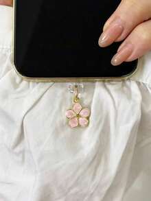 Tappo antipolvere a forma di fiore minimalista per telefono, tablet e porta di ricarica - Rosa Baby - Visualizzare 2