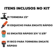 Esguicho Para Engate Rápido Com Jato Regulável + Torneira 1/2" + Engate Rápido 3/4" e 5/8" + Bico Torneira Engate Rápido - A - Visão 3