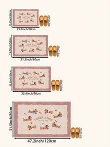 1 pieza Alfombra de baño con estampado de cachorro rosa, antideslizante y súper suave, para decoración del hogar, felpudo, alfombra absorbente de agua para el baño, de pelo corto, con respaldo de goma, para baño, dormitorio, cocina, entrada, uso interior y exterior, accesorios y decoración de baño, regalo perfecto para un nuevo hogar. - Rosa - Ver 2