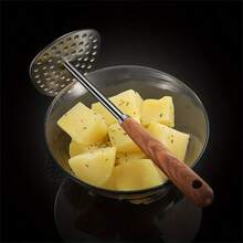 1 pieza Prensa de patatas de malla fina de acero inoxidable - Herramienta de cocina multiusos, adecuada para hacer puré, patatas y verduras - Multicolor - Ver 8