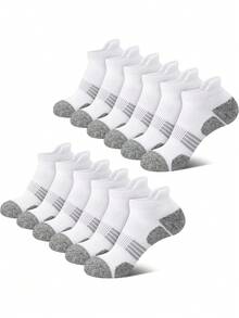 30双装男士薄款针织短袜，透气速干耐穿，适合运动、户外、健身，黑/白/灰三色可选，中号 - 黑與白 - 查看 13