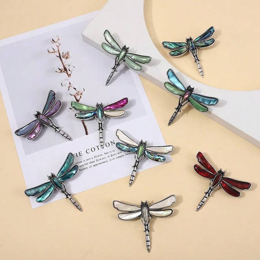 Vintage Classic Abalone Shell Dragonfly Brooch Jewelry For Women Men Fashion Insect Metal Unisex Brooches Pin Buckle Suit Badges - Style 8 - View 1