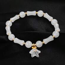 This 7-Piece Beaded Bracelet Set, Featuring Butterfly And Lily Pendants In Imitation Jade, Boasts A Vintage Chinese Style And Is Suitable For Everyday Gifting And Personal Wear. It Is Suitable For Both Men And Women-Random Style - 彩色 - 查看 11