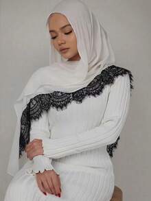 1pc Soft & Breathable Rayon Lace Headscarf, Suitable For Daily Wear, Can Be Paired With Bathrobes, Eid Al-Fitr - Multicolor - View 8