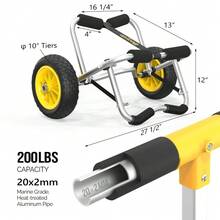 Kayak Cart Canoe Dolly Fishing Kayak Accessories Carrier Foldable Paddle Board Trolley Boat Trailer Transport With NO-Flat Airless Tires Wheels And 2 Ratchet Straps - Kickstands- "U"shape - View 7