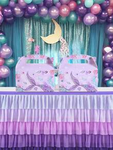 4个迷你紫色美人鱼礼盒，美人鱼主题生日派对装饰，礼品包装盒，婴儿派对装饰，性别揭晓派对装饰，一周岁生日派对回礼，生日装饰，夏季装饰，婚礼装饰，婴儿派对回礼 - 美人魚 - 查看 7