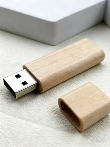BIYETIMI 64GB/128GB 木纹U盘，椭圆形U盘，32GB迷你创意U盘，8GB记忆棒，礼品U盘 - 黃色 - 查看 2