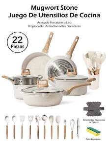 Juego de Sartenes, bateria de cocina, sartenes antiadherentes con tapa de cristal, ollas de cocina para placas de inducción y gas, incluso calefacción, sartén, wok, olla de sopa, olla de leche, olla a vapor, juego de utensilios de cocina de inducción de color blanco,sartenes minimalcocinar en autocaravana, perfectas para acampar, aptas para el hornoistas, incluyendo inducción, gas, eléctricas y vitrocerámica. diseño apilable o encajable. se guardan fácilmente en armarios o cajones. Ideales también para camping y viajes en autocaravana (‎Beige) - Ver 10