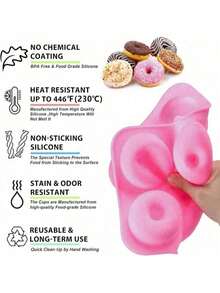 1pc Silicone Donut Baking Tray - Non-Stick Easy Clean Durable Baking Kitchen Accessory For Baking Donuts, Pizza, Pastries - Essential Baking Tool | Multifunctional Baking Mold | Durable Silicone - View 10