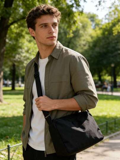 Borsa a tracolla da uomo in nylon, borsa a tracolla di moda, borsa a spalla leggera per uso all'aperto e uscite