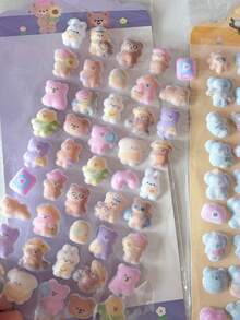 可爱3D毛绒动物贴纸——萌萌的考拉、熊猫和熊毛绒贴纸，适用于日记、剪贴簿和DIY手工制作 - 彩色 - 查看 8