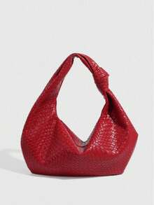 1 chiếc túi đeo chéo dệt nổi dành cho nữ, túi xách tay nữ, túi đeo vai bằng da mềm kiểu retro, túi công sở dung tích lớn, món quà tuyệt vời. - M2013 - Xem 9