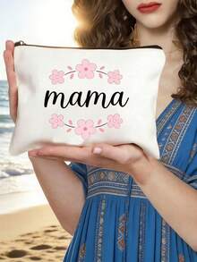 Mother's Day Themed Makeup Bag,Floral Design With "Mama" Text, Mother's Gift,Female Travel Cosmetic Bag Toiletries, Diy Storage Bag,Portable Foldable Storage Bag, Suitable For Personal Travel Cosmetics Storage, Travel Small Bag Wash Bag,Travel Cosmetic Tools, Birthday Gift, Travel Essentials And Dormitory Essentials To Meet Daily Travel Needs,Ideal Gift For Her, Mother's Day Gift, Graduation Gifts, Travel Gift, Easter Gifts - Multicolor - View 14
