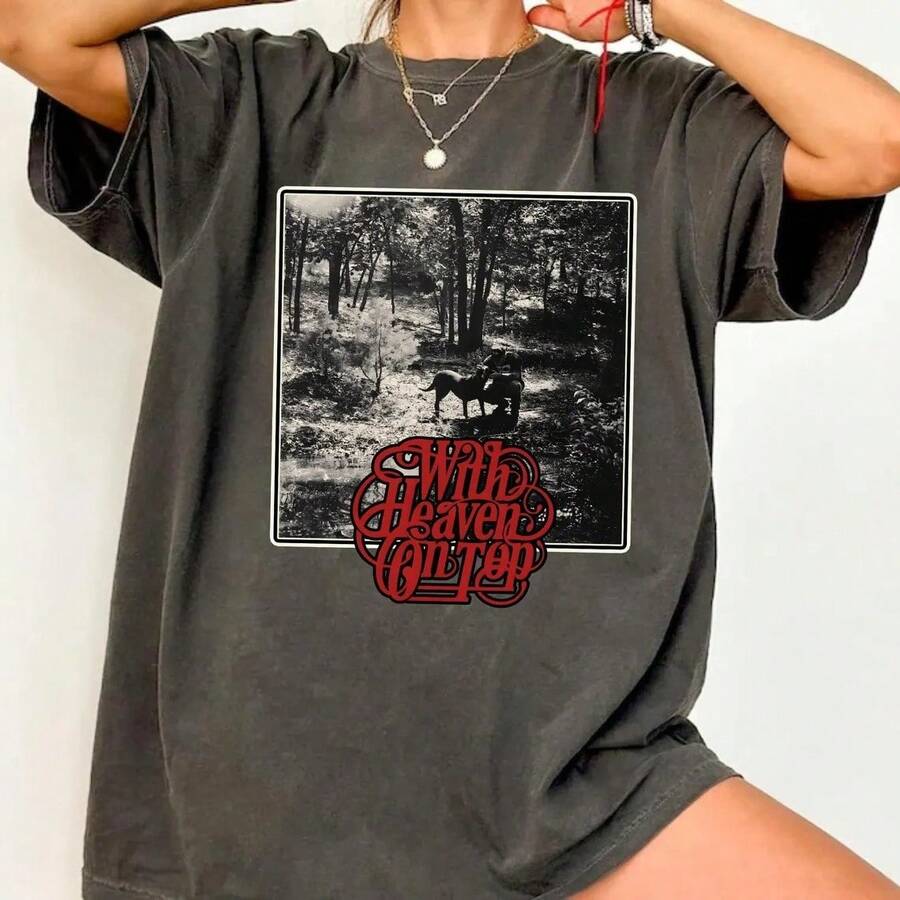 Zach Bryan 2026 Tour T-Shirt, Country Folk Concert Fan Tee, American Country Music Tour Sweatshirt, With Heaven On Tour Outfit - 黑色 - 查看 1