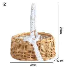 Cesta tejida de mimbre de sauce, almacenamiento de media luna de mimbre con asa, cesta pequeña resistente para flores, contenedor de Picnic - Estilo 2 - Ver 8