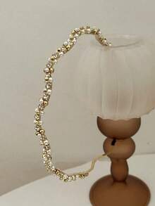 1件装女士水钻珍珠波浪法式浪漫奢华优雅简约百搭复古仙气发箍，适合情人节、约会、派对、毕业典礼、商务、休闲、海滩、假日等场合。 - 金色 - 查看 6