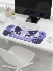 XXXL Extra Large Smooth Full-Coverage Irregular Shaped Gaming Mouse Pad, Waterproof And Non-Slip, 39.37"X19.69", Rubber Base With Fabric Surface, Purple & Black Heart Wing Star Pattern, Oversized Desk Mat For Keyboard & Computer, Compatible With Wired & Wireless Mouse, Office & Home Use, Stylish Gift Idea For Mother's Day - View 2