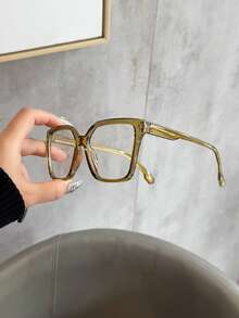1副复古方形镜框时尚眼镜，女士素颜配饰，女士眼镜，时尚透明镜片眼镜，显脸型，优雅，独特设计，百搭 - 無色 - 查看 4