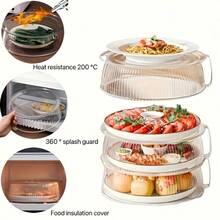 1pc Multifunctional Microwave Splash Guard - Heat Resistant Up To 200°C, 360° Splash-Proof Design, Stackable Plastic Food Cover, Ideal For Protecting Vegetables And Fruits - Multicolor - View 5