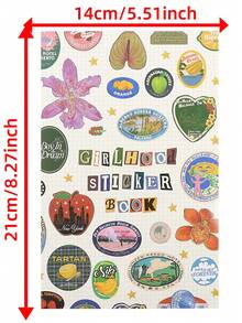 1PC Vintage Travel & Floral Sticker Book - Retro Fruit & Hotel Stamp Sticker Collection, A5 Decorative Album For Journaling, Scrapbooking, DIY Crafts & Planner Decoration - A - View 7